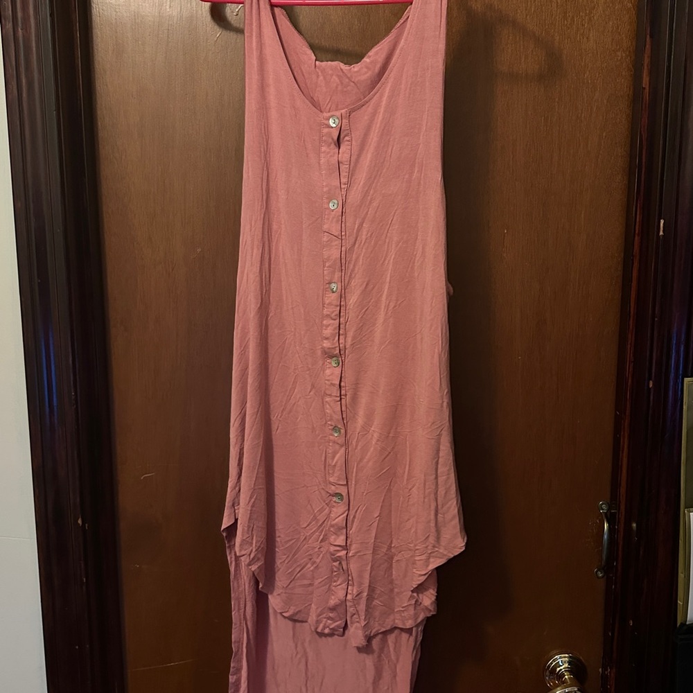 POL Soft Pink Button-Front Hooded Top